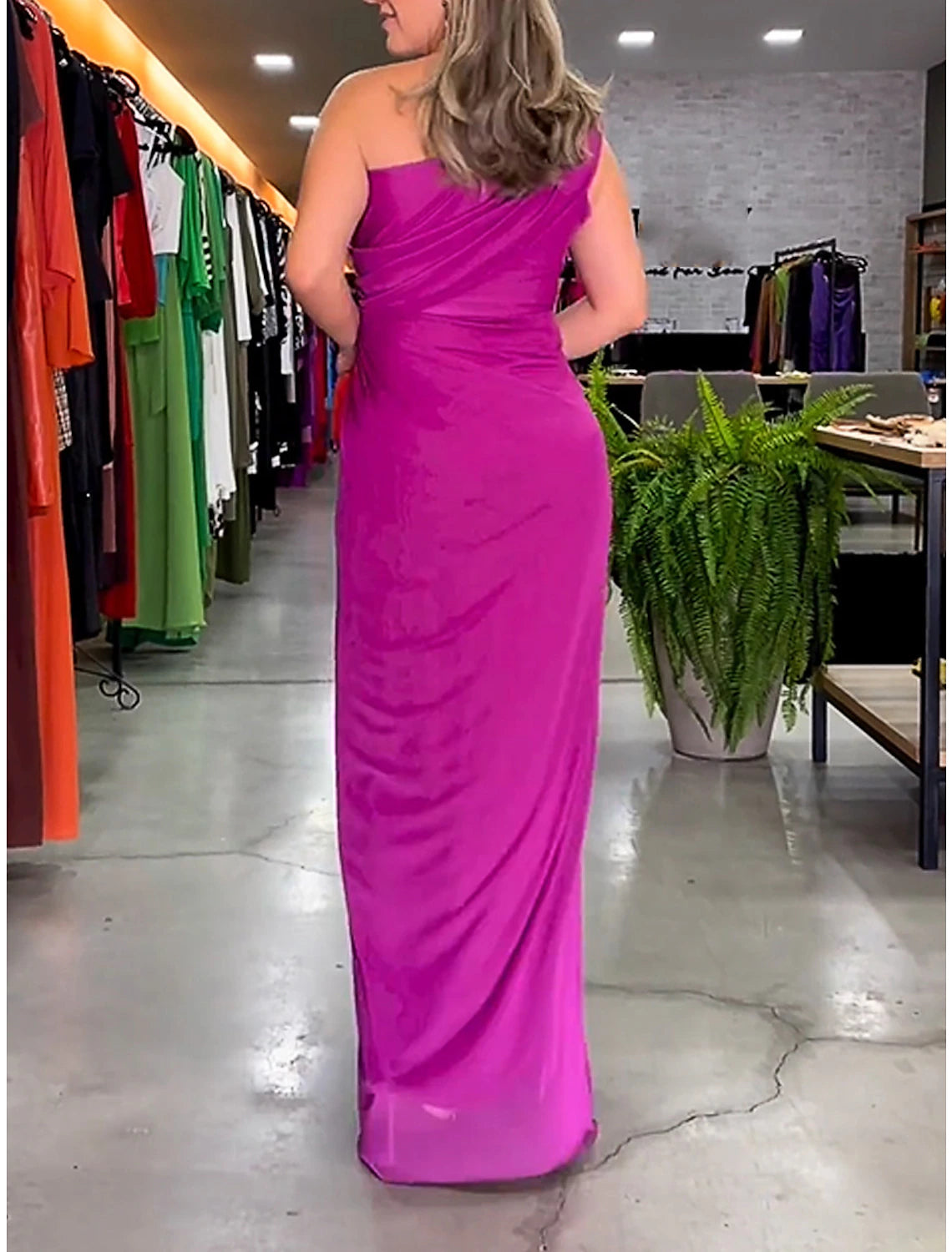 Vestido de fiesta para mujer, vestido de invitada de boda, vestido de terciopelo, vestido largo, vestido maxi morado, sin mangas, color puro, abertura, primavera, otoño e invierno, un hombro, moda